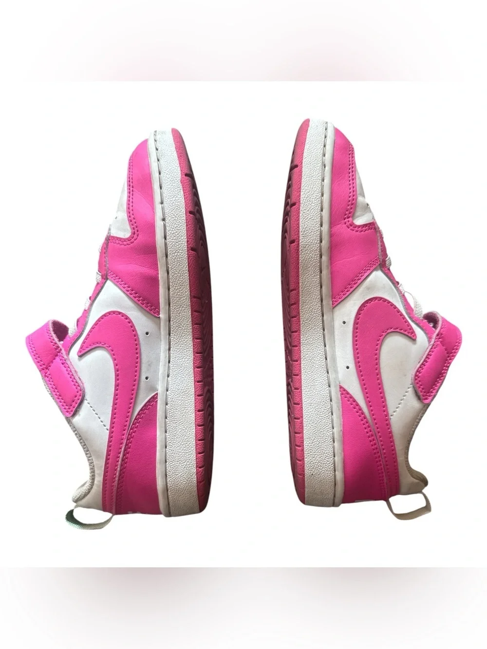Nike Kids Size 2 Hot Pink & White Athletic Sneakers with Hook-and-Loop Velcro